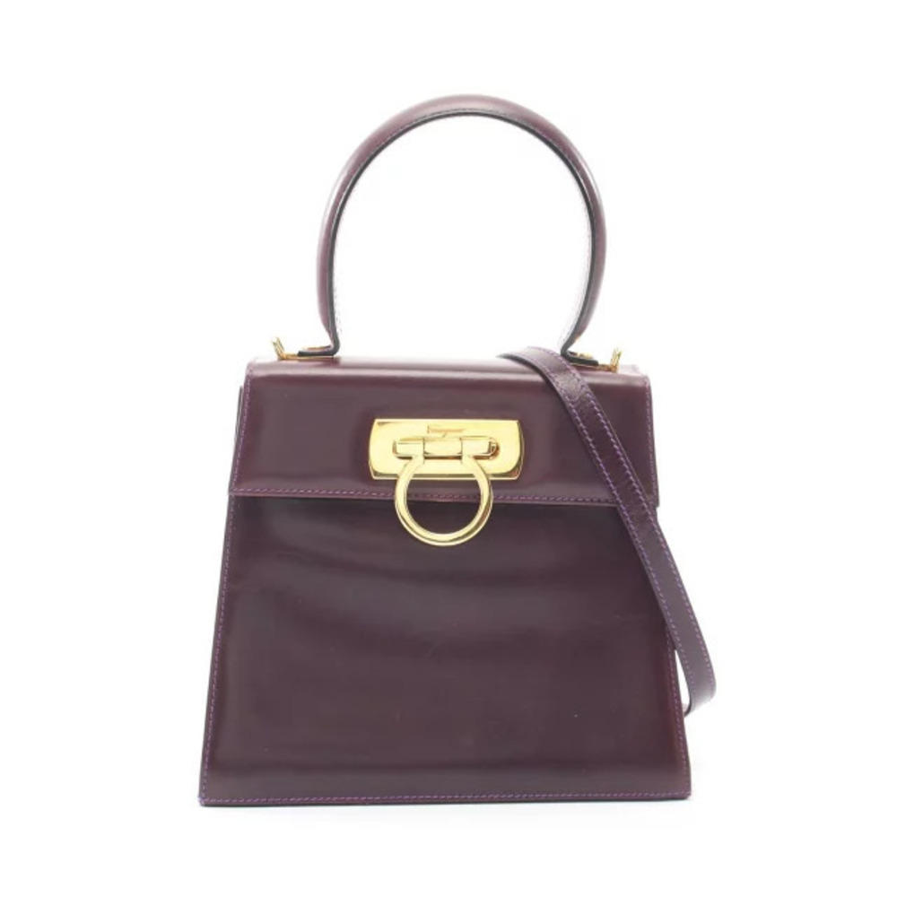 Salvatore Ferragamo Gancini Handbag Leather Purple 21 2193